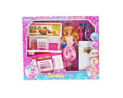 China DIY TOY 11.5 Inch Doll With Kitchen Set For Girls for sale