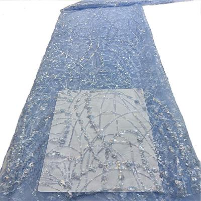 China French 100% Polyester Lace Tulle Mesh Sequin Sequin Lace Fabric Viable For Wedding Dress for sale