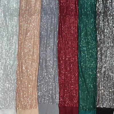 China 2023 Sustainable Multicolor Textile Fabrics With Sequins Stripe Sequin Fabric For Dresses for sale