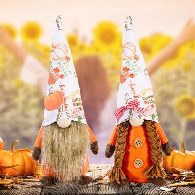 China Fashional 2021 New Harvest Festival Faceless Doll Printed Hat Decoration Mall Bar Window Thanksgiving Home Decoration for sale