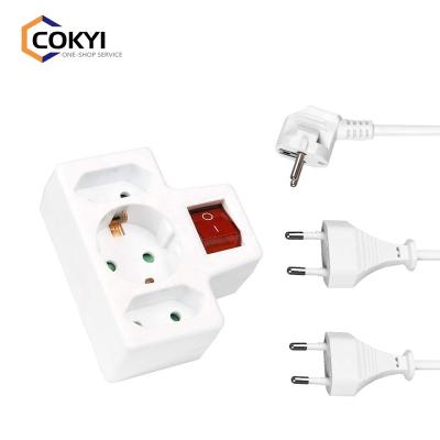 China Residential / Multi-Purpose Three Way Plug Adapter With Child Safety Lock Screened Multiple Socket With Switch Max Load 3500W Adapter Plug And Sockets for sale