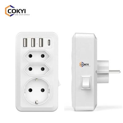 China Residential/General Purpose Power Strip (4000W) with 3 USB Charger (3.4A) and 1 Type C Port (2.4A), Plug with USB, 6-in-Wireless Portable Charger for sale