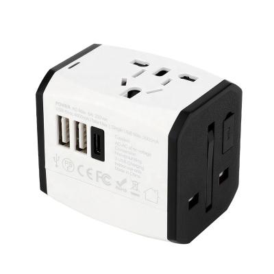 China All-in-One International Power Adapter Universal Residential/Multi-Purpose Travel Adapter with 4A Type-C Universal Travel Power Adapter for sale