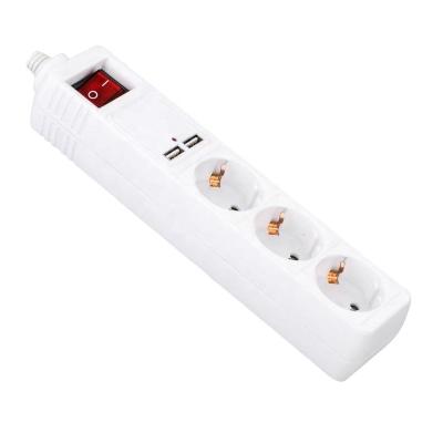 China Residential/Multi-Purpose 3 Outlets 2 Meters Surge Protector 250V Surge Protector Electrical German-Schuko Power Strip for sale