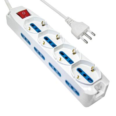 China Residential/Multipurpose Multiple Socket, Power 4 (Schuko 10/16A) 8 Band 12 Places 8 10 Universal/16A Bivalent, White, Cable x1.5 for sale