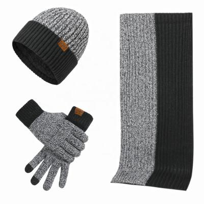 China Fashion\comfortable\durable New autumn/winter woolen hat suit color knitted hat thick warm scarf gloves three-piece set for sale