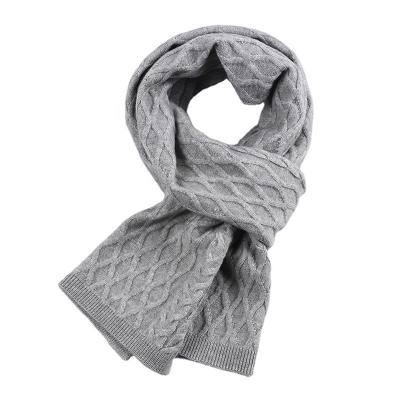 China Long Fashion solid color cashmere knitted long scarf Women's outdoor autumn/Winter thick thick needle jacquard woolen scarf custom for sale