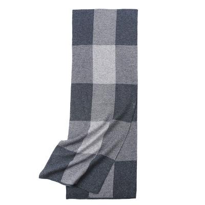 China Long New knitted cashmere warm scarf Custom winter men's pure wool plaid scarf for sale