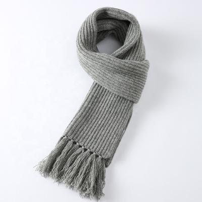 China Long Men's and women's casual thickened warm solid color medium long knitted scarf custom for sale