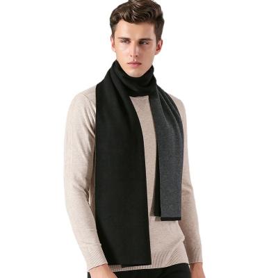 China Long Autumn/winter black grey double sided cashmere knit simple men's scarf for sale