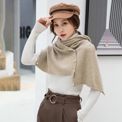 China Long Autumn and winter multi-functional cashmere scarf pearl buckle bib play windproof dust shawl everything outdoor cardigan for sale