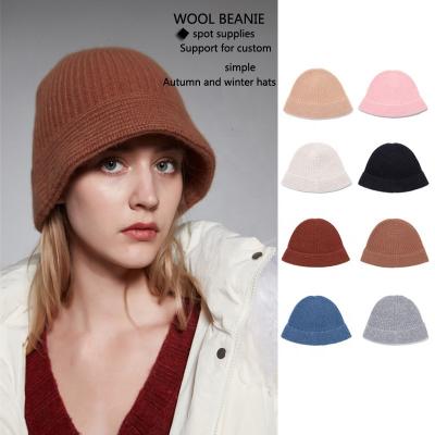 China COMMON New high quality 100% sheep wool Warm hat Women's pure wool knitted thickened Fisherman's hat for sale