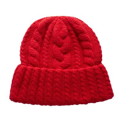 China COMMON New women's autumn/winter knitted hat with thick needle 100% pure wool adult warm twist yarn custom for sale