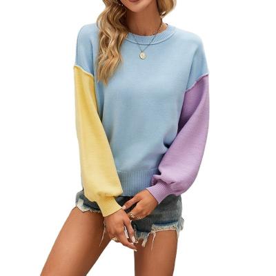 China Anti-wrinkle Autumn and winter women's pullover round neck loose color blouse fashion pullover sweater factory custom for sale