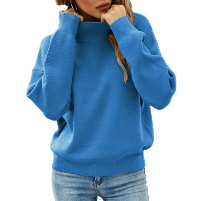 China Anti-wrinkle Autumn/winter casual sweater solid color pullover fashion women's turtleneck loose top custom for sale