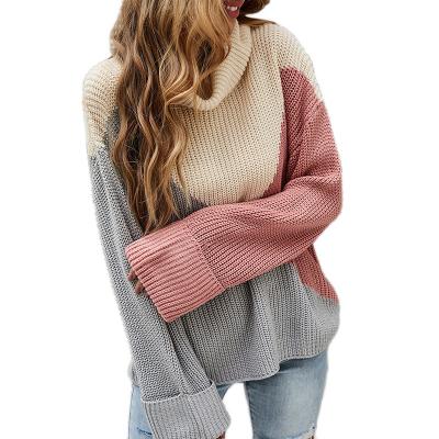 China Anti-wrinkle High lapel color sweater women's knitted pullover autumn and winter thickened loose casual wool jacket custom for sale