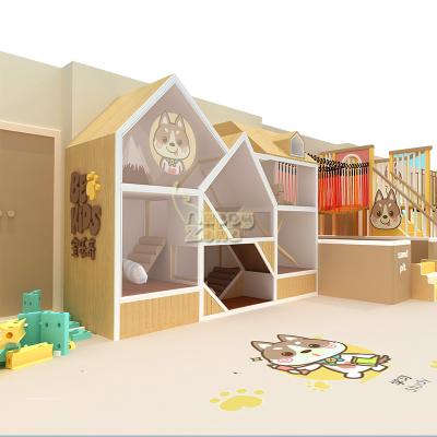 China 3-12years customized high end nature themed indoor wooden playground for toddler and kids for sale