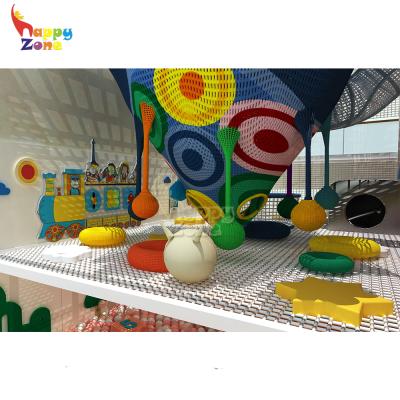 China 0-12years Honeycomb Rainbow Net In The Ground Net Rainbow Playgrounds Colorful Indoor Climbing Hook Playground for sale