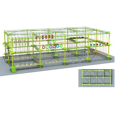 China Rope Obstacle Courses Set By CE Certified Child And Parent Friendly Two Tier Indoor Outdoor Rope Courses Hardness Chance Cheap For Sales for sale