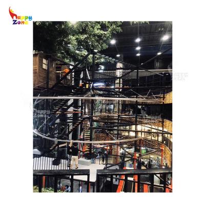 China 5years+ Indoor Zip Line and High Ropes Hunt Jungle Gym Trampoline Park Adventure for sale