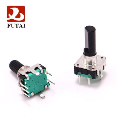 China Car Audio Encoder 360 Degree Community of Twelve RE12 Rotary Audio Encoder Coding 5Pin 24 Position With Push Button Switch Handle Length 15MM for sale