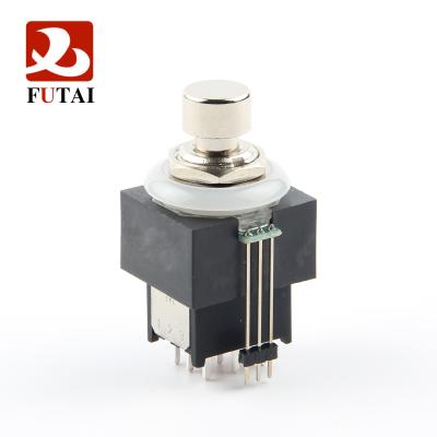 China Copper Plated 9Pins Silver Bicolor Epoxy 3-Pole LED Ring Small Push Button Switch Double Jet True Bypass for sale