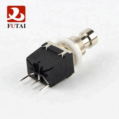 China Copper Plated Silver SPST Latching 3Pin PCB Push Button Switch Guitar Pedal Stomp Switch for sale