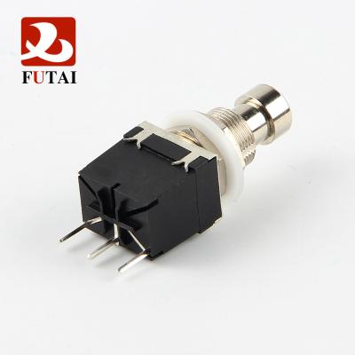 China Copper Plated Silver Wireless Soft Touch Click Non SPST Latching 3Pin PCB Foot Press Push Button Switch Guitar Switch for sale