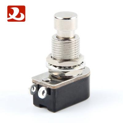 China Copper Plated 2Pin PBS-24B-4S Silver Solder Terminal SPST NO Function Pedal Momentary Push Button OFF-(ON) Inline12mm Stomp Guitar Foot Pedal for sale