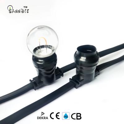 China Rubber 2X2.5mm2 2X1.5mm2 High quality 2*1.5mm2 B22 Belt Light Rubber Flat Cable Holiday Lighting  IP65 outdoor chian string light for sale