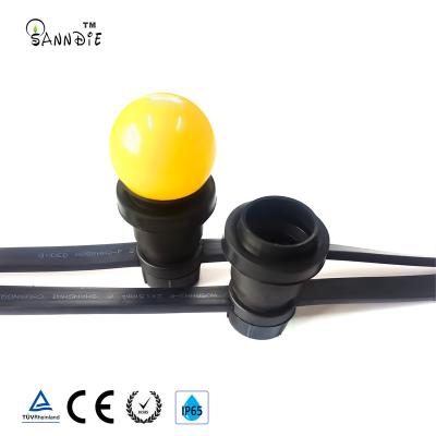 China Rubber 2X2.5mm2 2X1.5mm2 High quality 2*1.5mm2  2*2.5mm2 E27 Belt Light Rubber Flat Cable Holiday Lighting  IP65 outdoor chian string light for sale