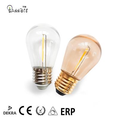 China Outdoor decoration S14 led filament bulb decorative 24v110v 240v custom filament bulb S14 plastic festoon bulb filament for outerdoor string light for sale