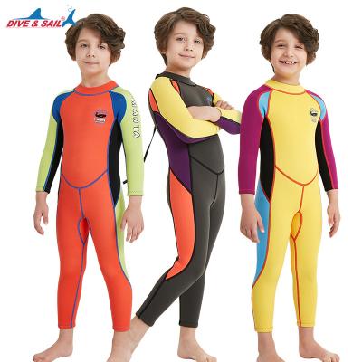 China DIVE&SAIL Antibacterial Wholesale One Piece Wetsuits 2.5MM Diving Suit Boys Neoprene Wetsuit Warm Back Zipper Kids Swimming Surfing Wetsuit for sale