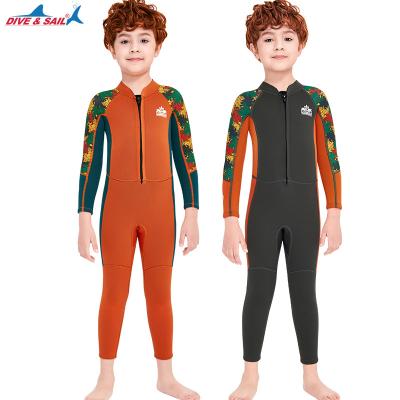 China DIVE&SAIL Antibacterial Wetsuits Kids 2.5mm Neoprene Front Zip Swimwear Long Sleeve Surf Swim Diving Suit Keep Warm Wetsuit For Water Sports for sale