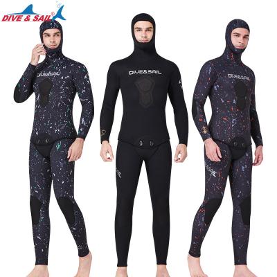 China Hombres Antibacterial Men's Full Hooded Opencell Neoprene Wetsuit Zipfree Freediving Suit Camouflage Spearfishing Wetsuit For Fishing Hunting for sale