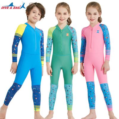 China Cute Diving Swimming Waist Guard Dive&sail Long Sleeve Swimsuit 1pc Anti Zipper Rash Wetsuits UV Sunscreen Custom Made Plus Swimwear For Kids for sale