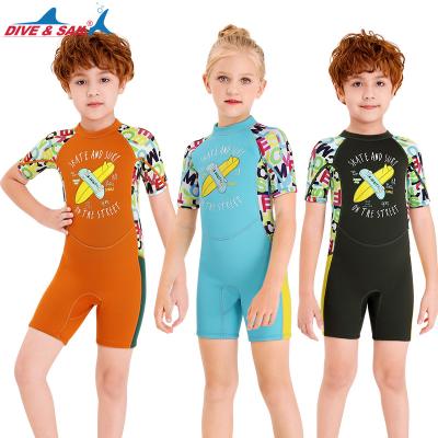 China Personalized Antibacterial Toddler Boys Girls Surf Wear Junior Bright Colored Jumpsuits Children Swim Suitsshorts 2mm Diving Wetsuit for sale