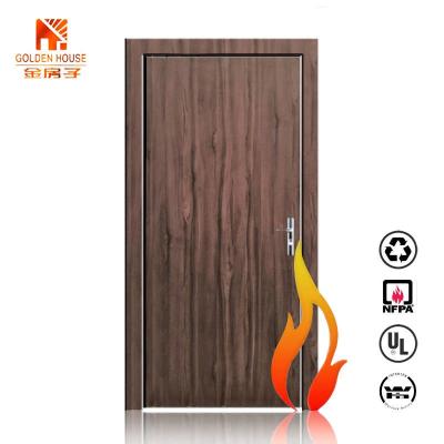 China UL 90mins Solid Wood Acoustic Soundproof Fire Doors Rated Wooden American Style Fire Protection Doors for sale