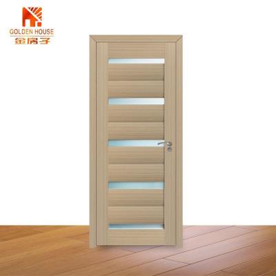 China GH Modern Simple Design Teak Frame Solid Wood Panel Glass Door Design for sale