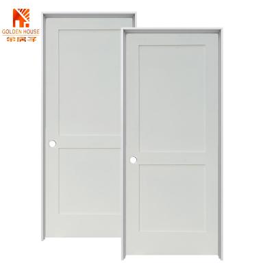 China Decoration Natural Wood Two Panels Solid Shaker Door Interior One White Primed For Hotel for sale