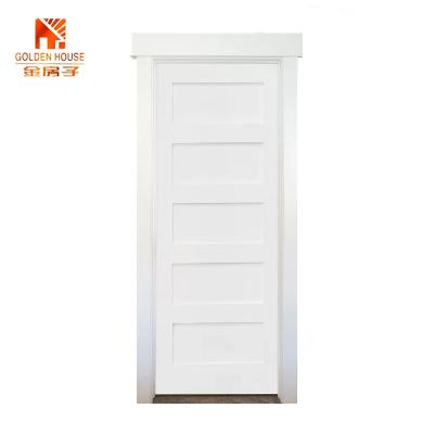 China Modern Lower Price Molds Solid Wood Interior White 5 Panel Door For Hotel for sale