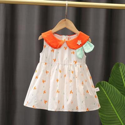 China 2022 Baby Cotton Washable Fresh Little Girls' Skirt 2022 Baby Princess Skirt Children Summer Dress Girls Lapel Dress New for sale