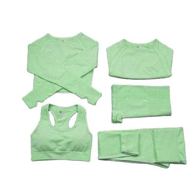 China Breathable Five-piece Pants Women's Sports Underwear Sports Bra Shorts Shorts Long Sleeve Fitness Suit for sale