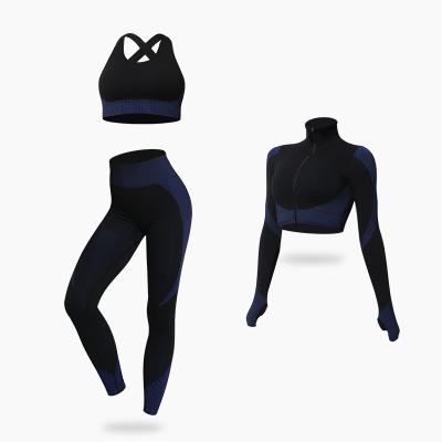 China Breathable Women's Autumn And Winter New Knitted Fitness Elastic Sports Hip-lifting Three-Piece Suit for sale