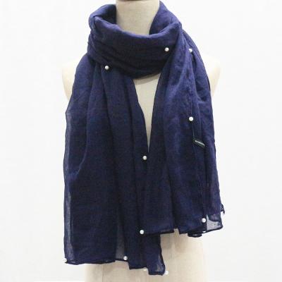 China 2021 winter new season color literary fresh pure soft chiffon small retro beaded Gauze Scarf for sale