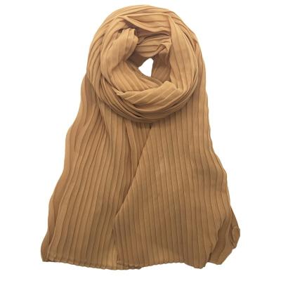 China 2021 New Color Chiffon Sheer Crumpled Scarf Fashion Soft Lady Scarf Fold Shawl for sale