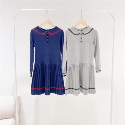 China Breathable Baby Designs Winter Dresses Collar Sweater Dress For Kids Girls for sale