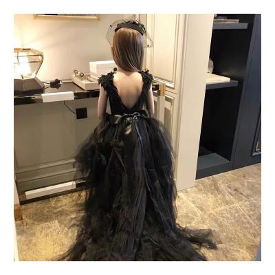 China Newest Summer Design Princess Black Girl Dress Formal Dress Wedding Baby Girl Western Dress Washable for sale