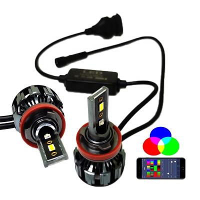 China H11 100W 12000LM App Control RGBW Auto Led Lighting CSP LED Light Canbus Car Led Headlight With Outboard Driver Universal for sale