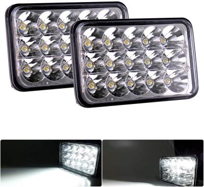 China 4x6 Inch 45W LED Headlights H4651 H4652 H4656 H4666 H6545 Rectangular Replacement Headlight For Headlight For Peterbil Squre for sale